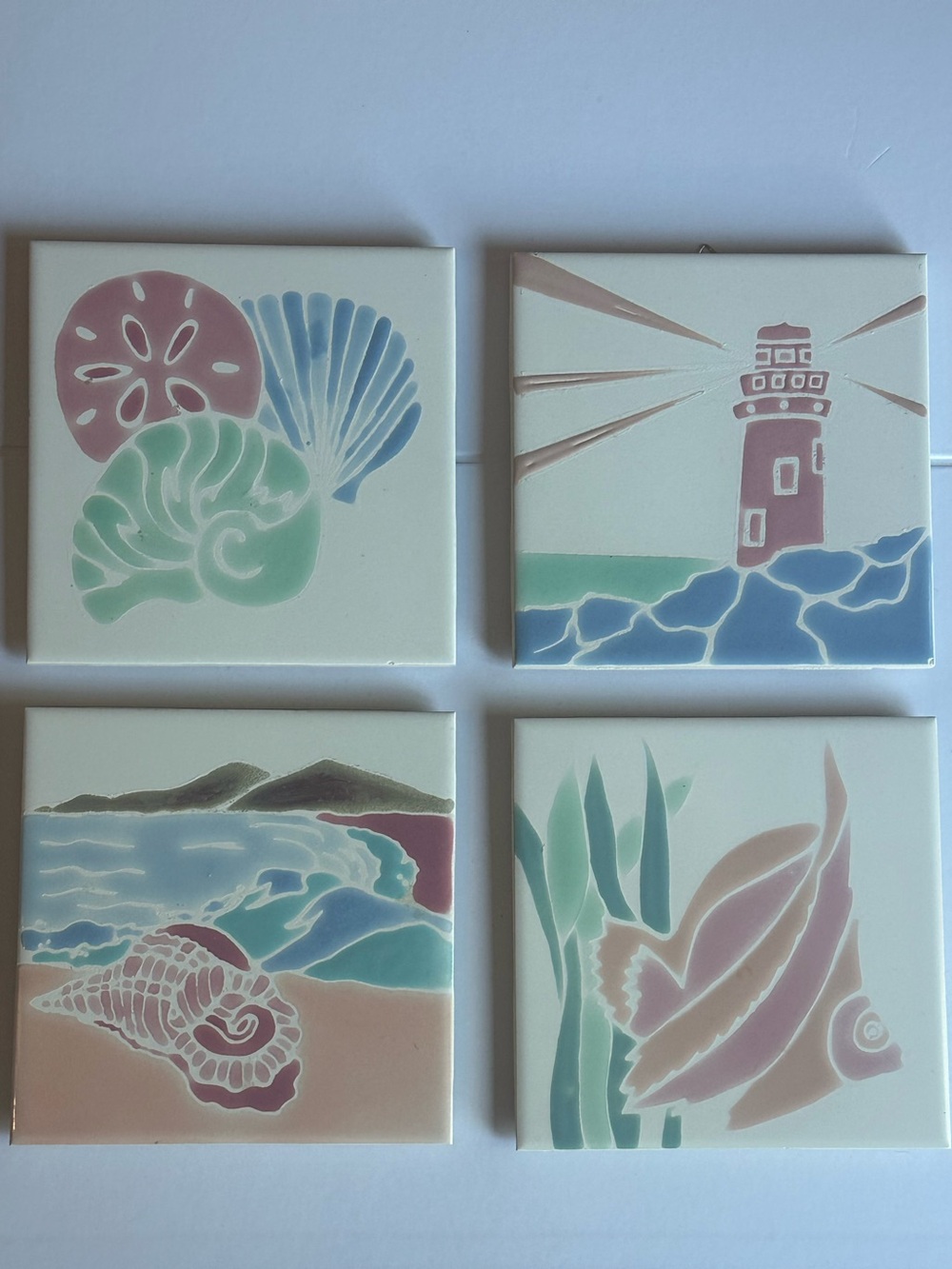 4 Coastal Ceramic Tiles by The Betty Co., AZ